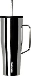 Corkcicle Cold Cup XL Insulated Tumbler with Handle, Lid, & Straw, Tungsten, 30 oz – Reusable Cupholder Friendly Water Bottle Keeps Drinks Cold 12hrs