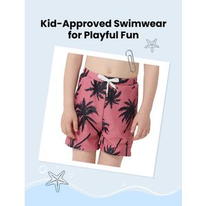 PATPAT Matching Family Swimsuits Mom and Son Matching Swimsuits Hawaiian Tropical Palm Leaf Floral Print Matching Swim Trunks for Dad and Son Beach Pink Shorts for Toddler Boy 3-4 Years