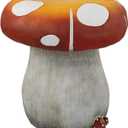 Mushroom Resin Statue Stool Over Sized Sculpture Courtyard Lawn Pond Ornament Garden Outdoor Patio Stool Decoration Red 13.3'' High