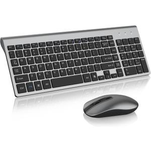 cimetech EasyTyping KF10 Wireless Keyboard and Mouse Combo, [Silent Scissor Switch Keys][Labor-Saving Keys]Ultra Slim Wireless Computer Keyboard and Mouse, Easy Setup for PC/Laptop/Mac/Windows - Grey