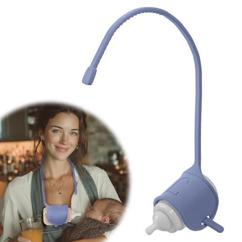 Canela Cane Adjustable Baby Bottle Support for Parents – Comfort Feeding Aid, Non-Slip Silicone Holder, Fits Standard & Wide-Neck Bottles(Blue)