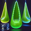 Light Up Kids Pod Swing Seat, Upgraded Kids Hanging Hammock Swing with LED Lights, Cotton Sensory Pod Swing Chair with Inflatable Pillow, Pod Swing for Kids Indoor & Outdoor (1 PCS) (Green)