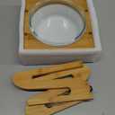 Stylish Pet Bowl with Bamboo Stand - Elevated Food Bowl for Cat and Dogs - Raised Feeding Bowl Feeder Dish with Wooden Stand Holder - Brown and Crystal Clear Raised Pet Bowl for Small Pets