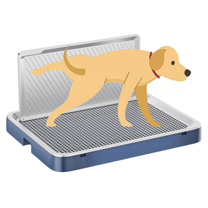 Indoor Dog Potty Tray with High Wall,25.59"X19.69" Pee Pad Holder,Dogs Litter Box,Mesh Training Toilet for Puppy and Small Size Dog,Housebreaking Supplies, Pet Products (Blue)
