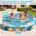 Foldable Swimming Pool for Kids 62.9"x17.7" Hard Plastic Portable Dog Pool Anti-Slip Collapsible Pets Bathtub Kiddie Pool Indoor Outdoor Backyard (Beach Party 63'')