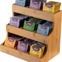 THEODORE Vertical Bamboo Tea Bag Organizer - Holds 180 Bags - Elegant Wooden Storage Box for Home, Office, Caf - Also Holds Sugar Packets and Creamers
