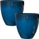 RUBBER BOND Plastic Plant Pots 2 Pack - Modern Indoor/Outdoor Planters for Home Decor - Weather-Resistant Large Flower Pots - Lightweight 12 Inches Tall Planters