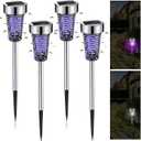 Qualirey 4 Pack Solar Bug Zapper Outdoor Waterproof Mosquito Repellent Killer Bug Zapper Lamp with LED Light for Outdoor Garden Patio Yard (Purple Light,Silver)
