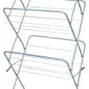 Metal Clothes Rack for Hanging Clothes (Silver), by Home Basics | 3 Tier Portable Clothes Rack for Swimsuits, Towels, Shirts, Pants, and Accessories | Foldable Garment Rack with 18 Rods