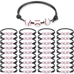 Baseball Party Favors Baseball Gifts - 36PCS Charm Baseball Bracelets, Adjustable Sport Wristbands with Bead Balls - Team Theme Birthday Gift for Teens and Adults