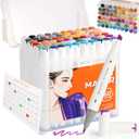 Alcohol Markers, 60 Colors Dual Tip Art Markers with Carrying Case, Drawing Marker, Coloring Marker for Book Painting Card Making for Adults Kids.