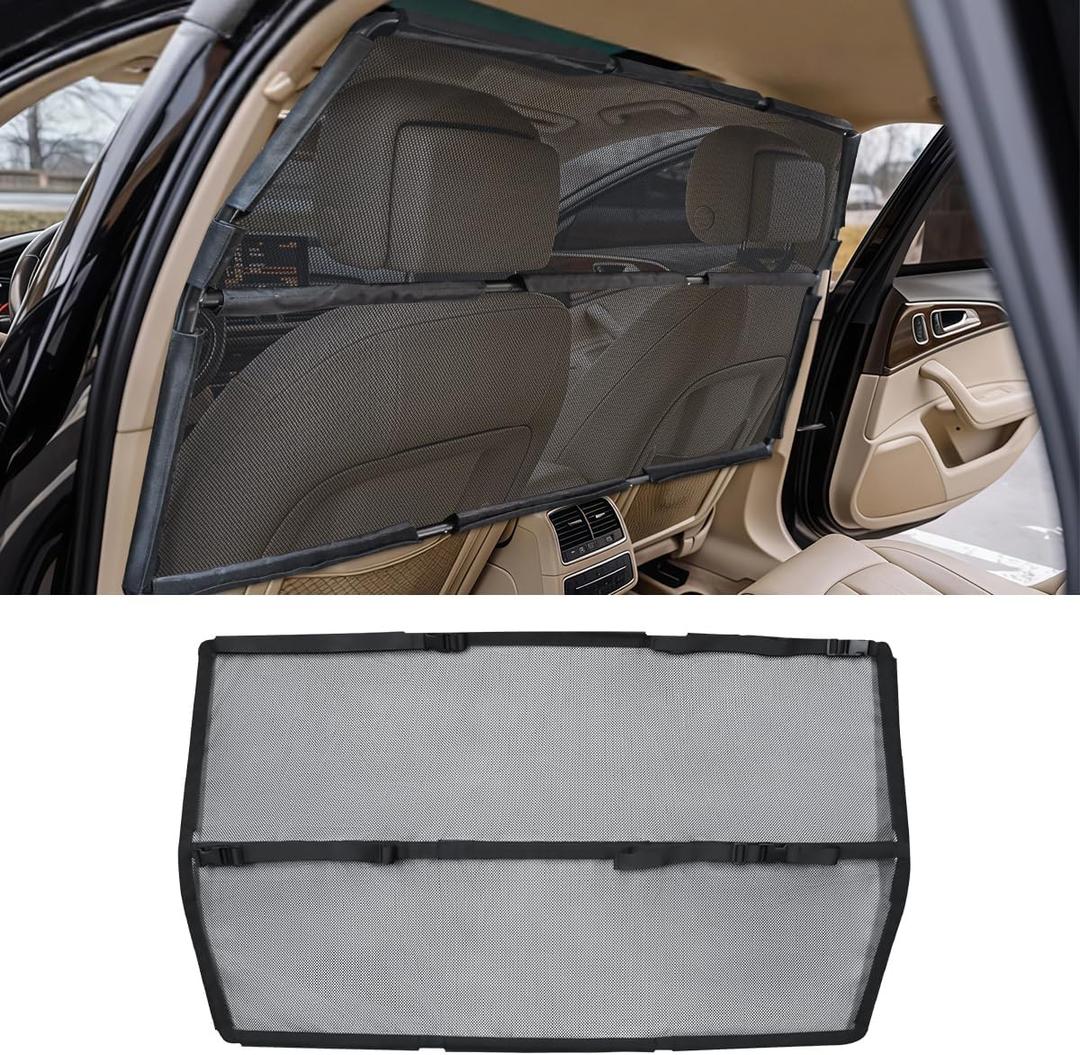 Car Dog Barrier Net for Large SUV Trunk 56" More Coverage Car Pet Back Seat Divider with See Through Mesh Cargo Area Gate for Dog Black (Large)
