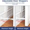 Adjustable Door Stoppers for Bottom of Door, 3.07-4.45 in Aluminum White Door Stop for Wall with Silicone Tip, Screw & Adhesive Installation
