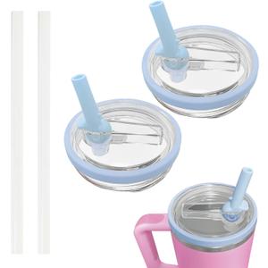 Douji 40oz Tumbler Replacement Flip Straw Lid for Stanley Quencher H2.0, Flip-top Leak-Splash ProofReplacement Reusable Tumbler Cover (Baby Blue)