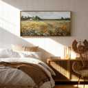 InSimSea Extra Large Framed Vintage Wall Art, Living Room Country Farmhouse Decor, Wildflower Meadow Landscape Canvas Prints, Retro Cottage Long Pictures for Bedroom Above of Bed, 20x40inch