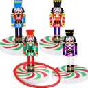 Vicenpal Christmas Ring Toss Game Set, Christmas Party Games for Adults, Family, Xmas Wooden Ring Toss with 4 Rings Candy Cane Snowman Santa Claus Nutcracker Fun Games Gifts