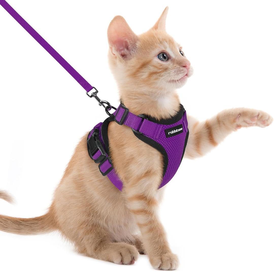 rabbitgoo Cat Harness and Leash for Walking, Escape Proof Soft Adjustable Vest Harnesses for Cats, Easy Control Breathable Reflective Strips Jacket, Purple, XXS rabbitgoo Cat Harness and Leash for Walking, Escape Proof Soft Adjustable Vest Harnesses for Cats, Easy Control Breathable Reflective Strips Jacket, Purple, XXS