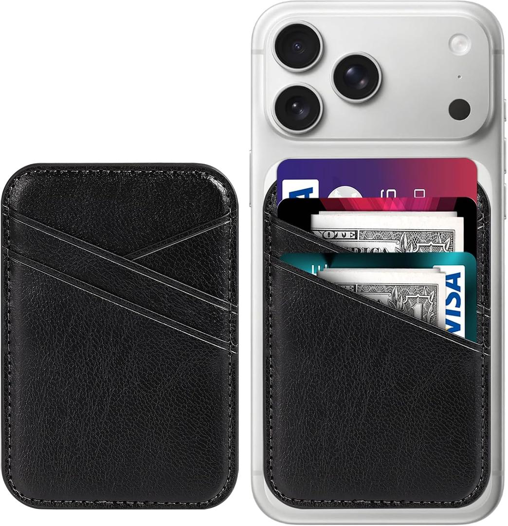 Miroddi for MagSafe Wallet, Magnetic Wallet for iPhone 17/16/15/14/13/12 Series, 0.12 Ultra-Thin Leather Magnetic Phone Card Holder, 3 Card Slots, Fits 3 Cards, Crazy Horse Leather, Black