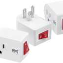 Cable Matters [ETL Listed] 3-Pack Grounded Outlet Switch with On Off, Plug Switch On Off, Single Outlet Adapter, White