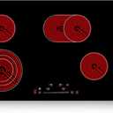 VEVOR Built in Electric Stove Top, 30 inch 4 Burners Ceramic Cooktop, 240V Glass Radiant Cooktop with Sensor Touch Control, Timer & Child Lock Included, 9 Power Levels for Simmer Steam Slow Cook Fry