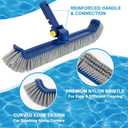 POOLAZA Pool Brush with Rotatable Handle,17.5" Pool Brush Head for Inground Pools, Above-Ground & Vinyl Pools, Heavy-Duty Pool Brushes for Cleaning Pool Walls