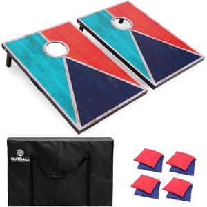Outball Cornhole Set Corn Holes Sets with Bags & 8 Bean Bags, Cornhole Boards Bean Bag Toss Games for Adults and Family Outside Lawn Beach Backyard 3x2 Feet