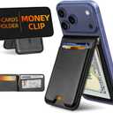 For Magsafe Wallet with Money Clip, Strongest Magnetic Wallet for iPhone 17/16/15/14/13/12 Series, Adjustable Stand, ID Window, 5 Card Holder, Vegan Leather, Not for 13/12 Mini, Black Carbon Fiber