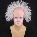 Kids Grey Wig with Bald Cap Boys Short Curly Wig Fluffy Wavy Child Gray Wigs Old Man Cosplay Costume Halloween Wigs