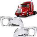 HECASA Pair Fog Light Bezel Compatible with 2008-2015 Kenworth T660 Replacement for N181002200 N181002200R Fog Lamp Cover Trim Chrome Silvery - Driver & Passenger Side
