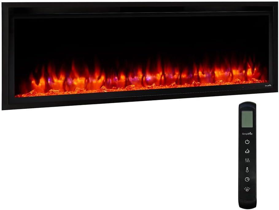 SimpliFire 50-Inch Allusion Platinum Linear Electric Fireplace (SF-ALLP50-BK) (Black)