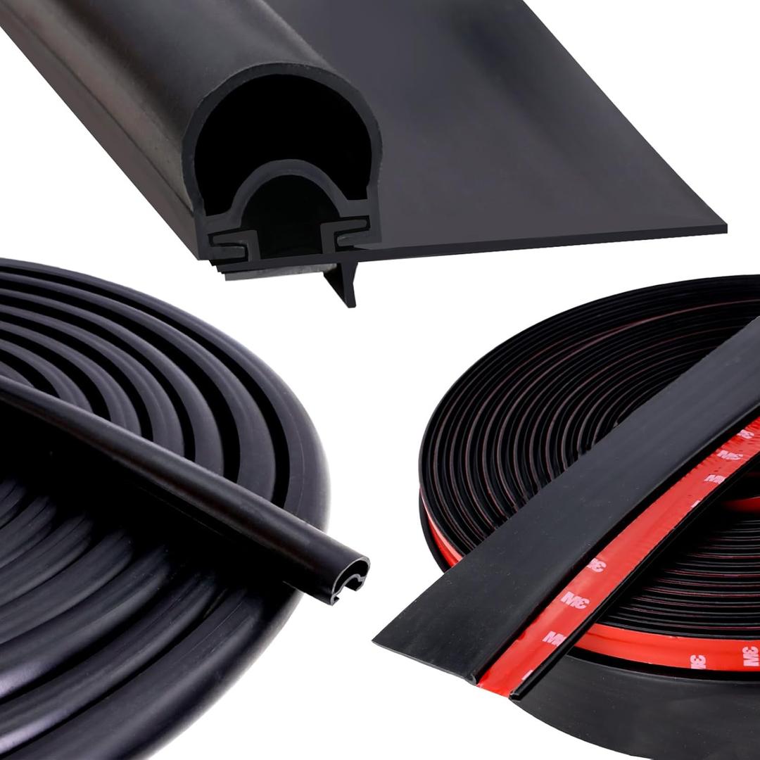 RV Slide Out Seal Base 018-341 EK & D-Seal Wiper 018-312-EKD | 1" x 15/16" x 35' & 1/2' x 2.75' x 35 Black Rubbers