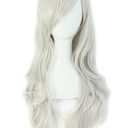 MapofBeauty 28" 70cm Long Curly Hair Ends Costume Cosplay Wig (Silver Gray)