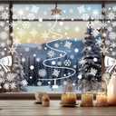 6 x 9 Sheets Christmas Snowflake Window Clings Winter Wonderland Decal Stickers Let it Snow Reindeer Snowman Window Seasons Decals for Elk Snowball Holiday Home Kitchen Living Room (Winter3)