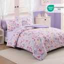 AMBERSPACE Full Size Comforter Sets for Girls, Butterfly Botanical Flowers Bedding Set, All Season Kids Bed in a Bag 7 Pieces with Sheets, Pillowcases & Shams
