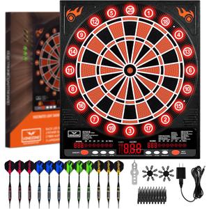 Electronic Dartboard with LED, Electric Dart Boards for Adults,Electronic Scoreboard, Improved Version Light-Up Led Display, 12 Darts Soft Tip Professional Dart Board and Extra Tips, Up to 8 Players, Conventional