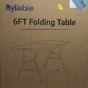 Folding Table 6ft Portable Heavy Duty Plastic Fold-in-Half Utility Foldable Table Plastic Dining Indoor Outdoor for Camping, Picnic and Party, White