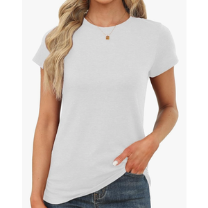 Memorose Womens Short Sleeve Tops Summer T Shirts Round Neck Causal Fashion Basic Tee Small