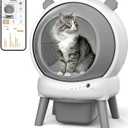 Self Cleaning Litter Box for Multiple Cats, Automatic Litter Box with APP Real-Time Monitor, Dual Safety Protection, Odor-Free Waste Disposal Includes Trash Bags, Gray