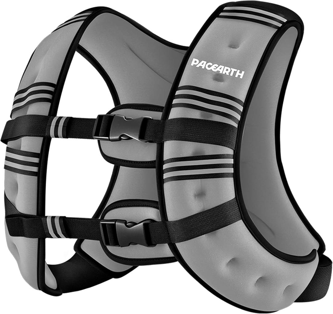 PACEARTH Weighted Vest,12lb Weight Vest with Reflective Stripe, Body Weight Vests for Women, Men, Weight Loss Workout, Strength Training, Running, Walking, Jogging (Gray, 12 LB)