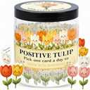 Positive Tulip Jar with 60 Affirmation Cards, Inspirational Gifts and Teacher Desk Decor, Tulips Flowers Themed Gift for Women, Stress Relief and Daily Positivity, Staff Appreciation Gifts