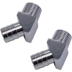 2 pcs/set SHLPDFM Zinc Steel Chrome 45 Degree Heater Hose Intake Manifold Fitting 1/2" NPT to 5/8" Barb