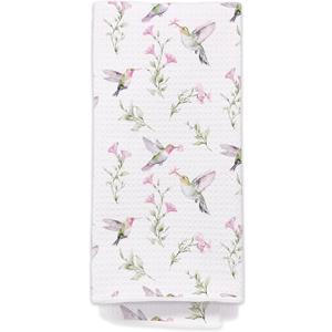 Spring Floral Hummingbird Kitchen Towels, Farmhouse Botanical Bird Hand Towels for Bathroom Kitchen, Cottagecore Pink Flower Decorative Dish Tea Towel Dishcloth, 16x24 Inch-621