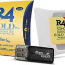 2025 R4 SDHC Gold Pro Card Dual Core Revolution Cartridge + USB Adapter & 16GB MicroSD TF Card KIT, for New 2DS/3DS/LL/XL NDSL NDSI, 208 in 1 Preloaded