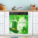 St Patrick's Day Clover Hat Dishwasher Magnet Cover Shamrock Leaves Green Magnetic Sticker Dish Washer Door Panel Cover Fridge Kitchen Appliance Magnet Decal Sheet Decor 23x26 inch