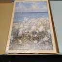 2-Pcs Framed Landscape Wall Art, Coastal Floral Canvas, Beach Scenery Poster Painting For Living Room, Bedroom, Gallery, Home Decor, 16x24 Inches, Ready To Hang (White flowers and sea)