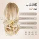 Clip on Ponytails for Women - 14 Inch Curly Ponytail Extension, Wavy Pony Tails Hair Extensions, Synthetic Hair Extensions Ponytail, Clip in Ponytail (Color: Medium Blonde With Bleach Blonde Ends)