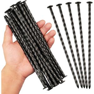 9 inch Black Spiral Metal Landscapes Stakes for Paver Edging - 20 Pcs Heavy Duty Garden Spikes for Weed Barriers, House Construction, Tent, Etc