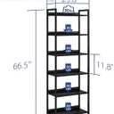 NUMENN Bookshelf, 6 Tier Bookshelves, Home Office Bookcase Shelf Storage Organizer, Free Standing Storage Shelving Unit for Bedroom, Living Room and Home Office, Black