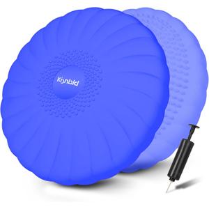 Wobble Cushion, Extra Thick Wiggle Seat for Sensory Kids, Non-slip Balance Disc with Inflation Pump for Adults Core Strength, Posture Improvement & Physical Therapy (13.5in/34cm) (1Blue)
