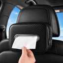 Carbon Fiber Texture Car Tissue Holder, Extra Large Car Tissue Box Holder for 120230 Count Rectangular Tissue Boxes, Wider Opening, Dual Zipper, Fits Headrests, Consoles, and Seat Backs